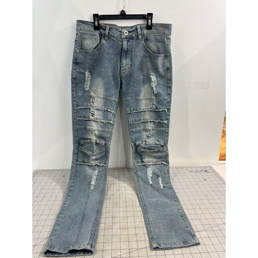 Kayden K Men's Distressed Denim Skinny Jeans Sz. 32 Cotton Blend Ripped Denim